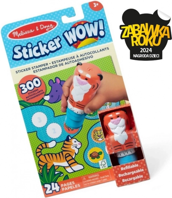Sticker WOW ! Livre et tampon avec autocollants - Tigre