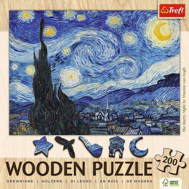 Puzzle en bois Vincent van Gogh - Nuit étoilée 200 pièces