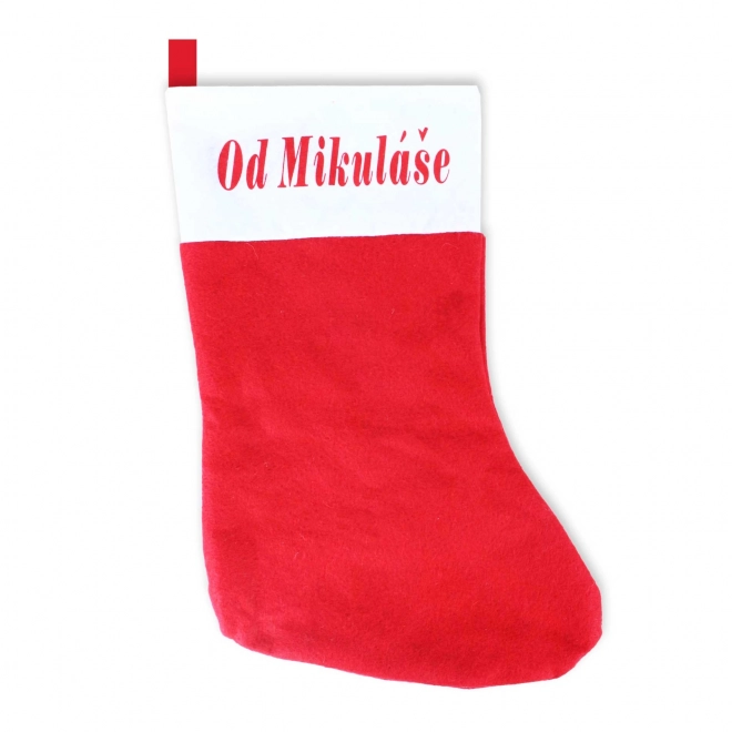 Chaussette de Noël avec l'inscription De Saint-Nicolas