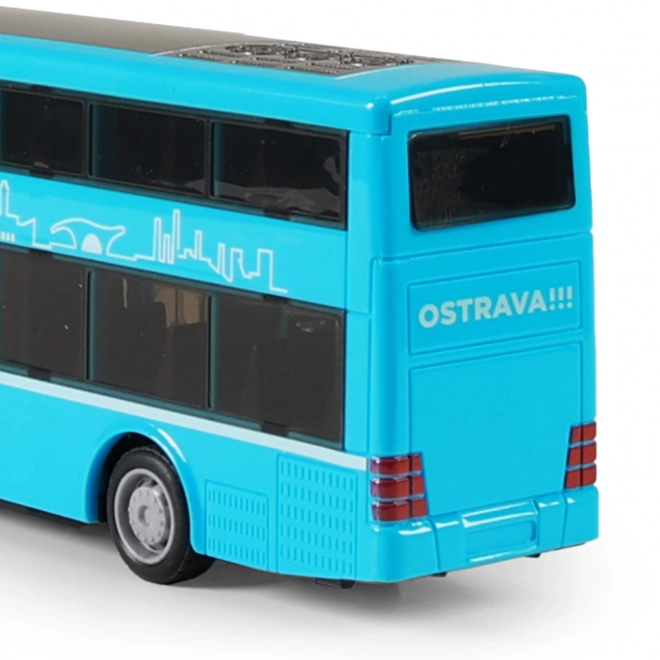 Jouet bus à deux étages bleu 20 cm