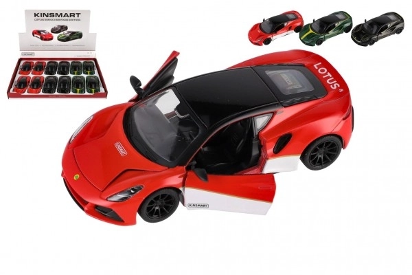 Auto Kinsmart Lotus Emira 1:38 métal/plastique 12,5cm 3 couleurs à rétrofriction 12pcs en boîte