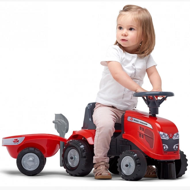 Tracteur pousseur Massey Ferguson rouge avec volant et