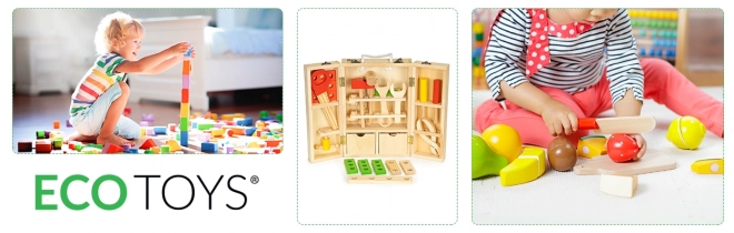 Outils en bois dans une boîte d'atelier, ensemble XXL ECOTOYS