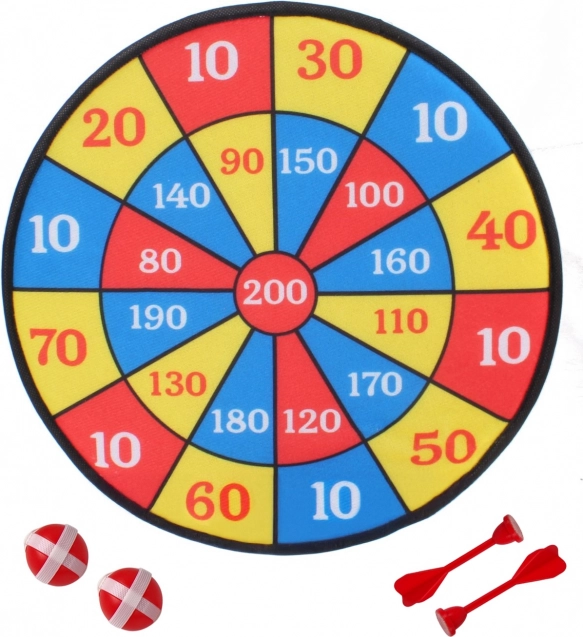 Cible amusante en velcro 36 cm avec balles et fléchettes