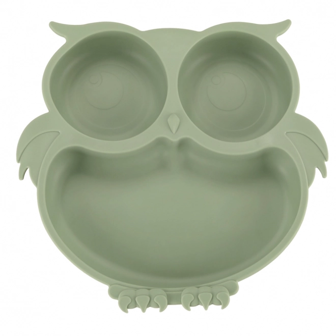 Ensemble vaisselle en silicone pour enfants avec motif hibou en vert militaire
