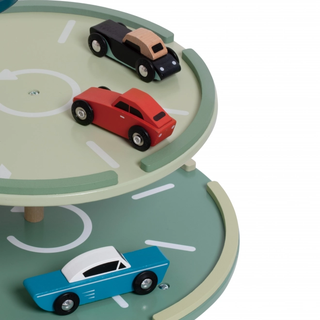 Garage de stationnement avec voitures et hélicoptère