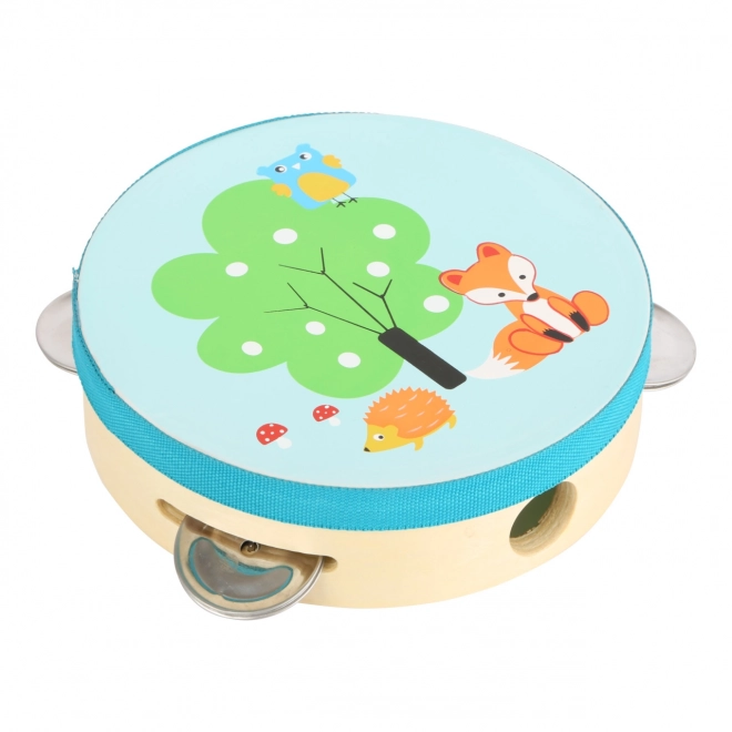 Tambourin en bois avec renard