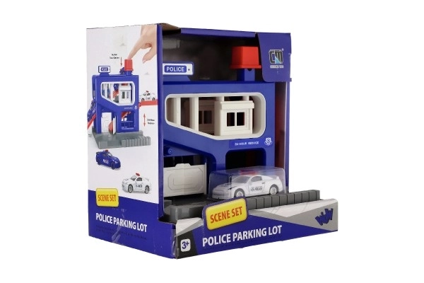 Garage de stationnement de police avec petite voiture