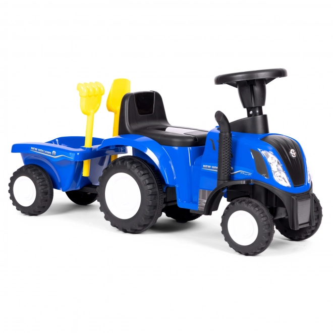 Tracteur pour enfants avec remorque, volant interactif, sons, couleur bleue