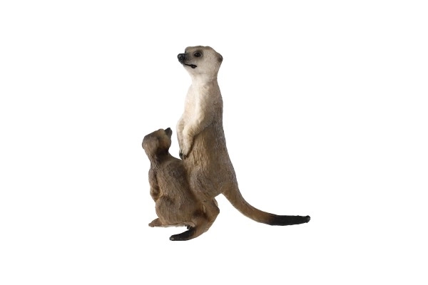 Suricate avec bébé zooted plastique 8cm marron foncé dans un sac