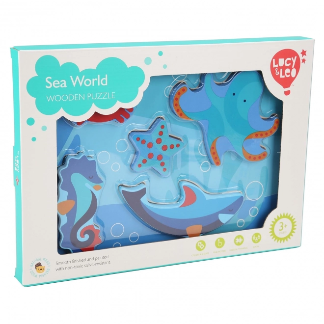 Lucy & Leo Animaux marins - puzzle en bois à encastrer 6 pièces