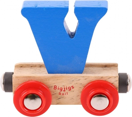 Wagon en bois avec la lettre V – BIGJIGS Rail