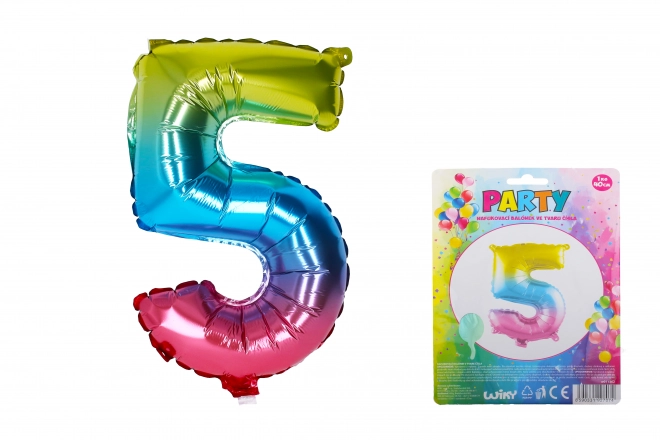 Ballon arc-en-ciel gonflable - chiffre 5