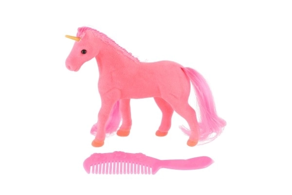 Peluche de licorne avec peigne 14cm dans un sac