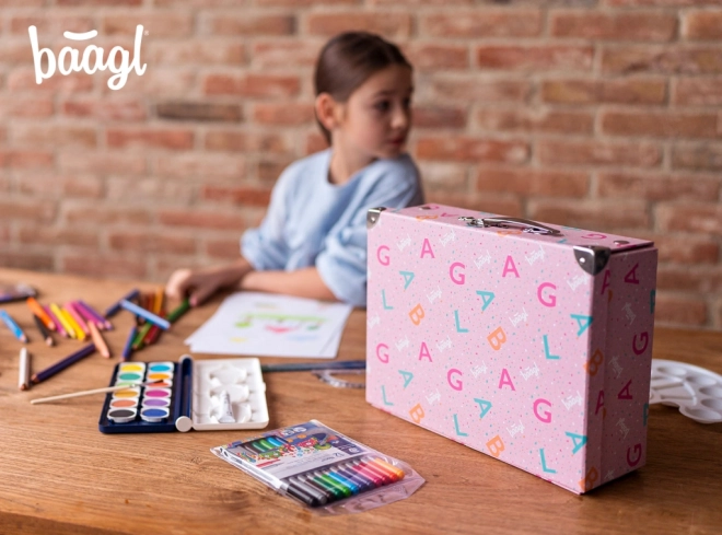 BAAGL Valise pliante scolaire Logo - rose avec garniture en métal