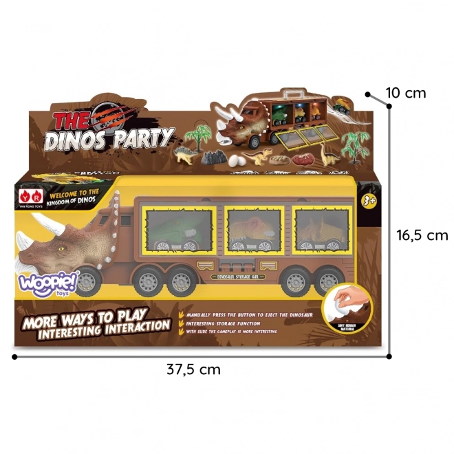 Camion dinosaure avec lanceur et petites voitures