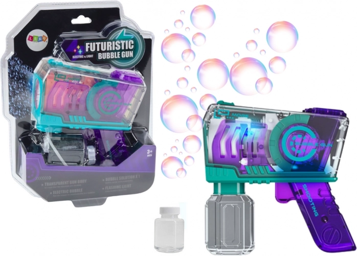 Pistolet à bulles violet avec lumières