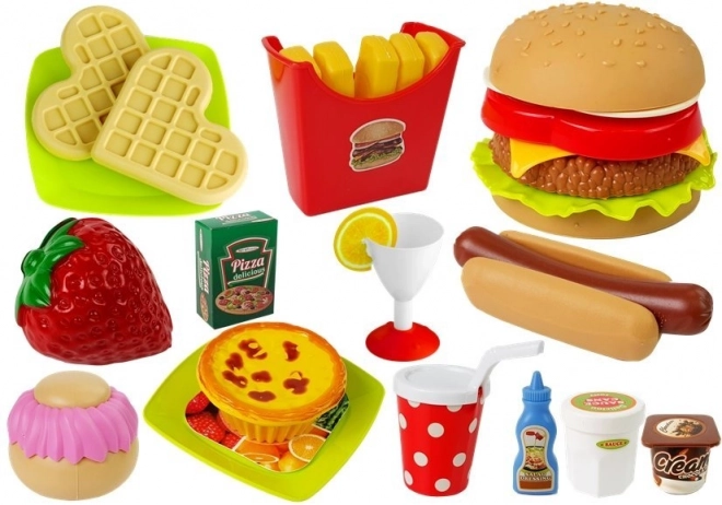 Cuisine de jeu avec nourriture en plastique
