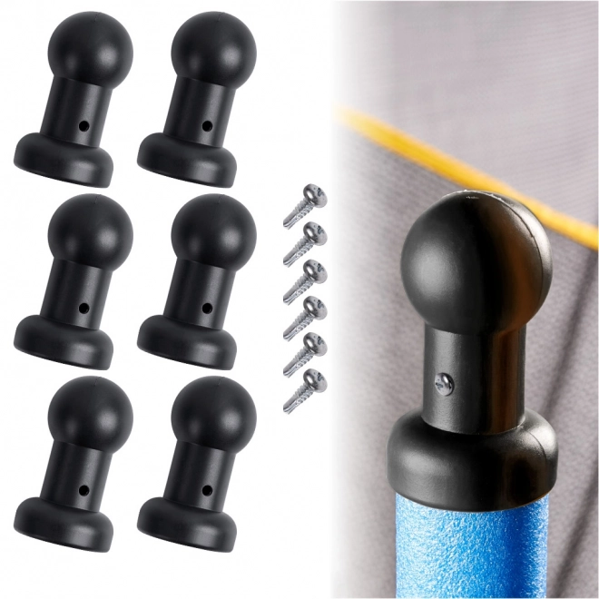 Chapeaux pour poteaux de trampoline 6 pcs noirs