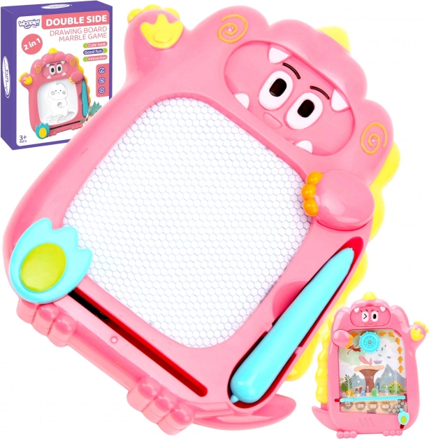 WOOPIE tableau à dessin magnétique 2-en-1 avec écran magique et jeu de flipper – rose