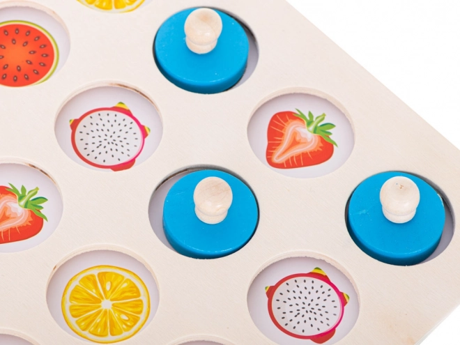 Puzzle en bois jeu de société memory fruits et formes