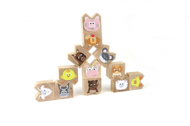 Jeu d'équilibre en bois avec animaux domestiques