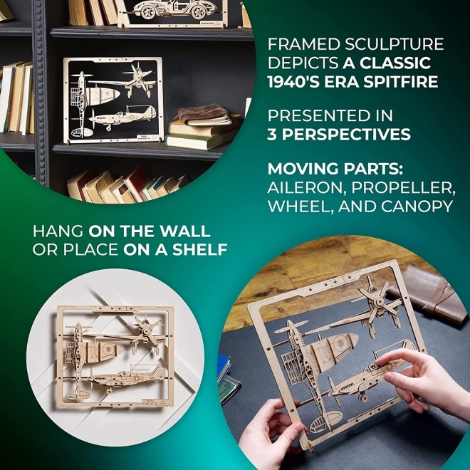 Ugears puzzle mécanique en bois Avion de chasse