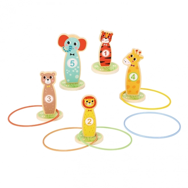 Jeu d'adresse en bois Tooky Toy - lancer sur cible animaux