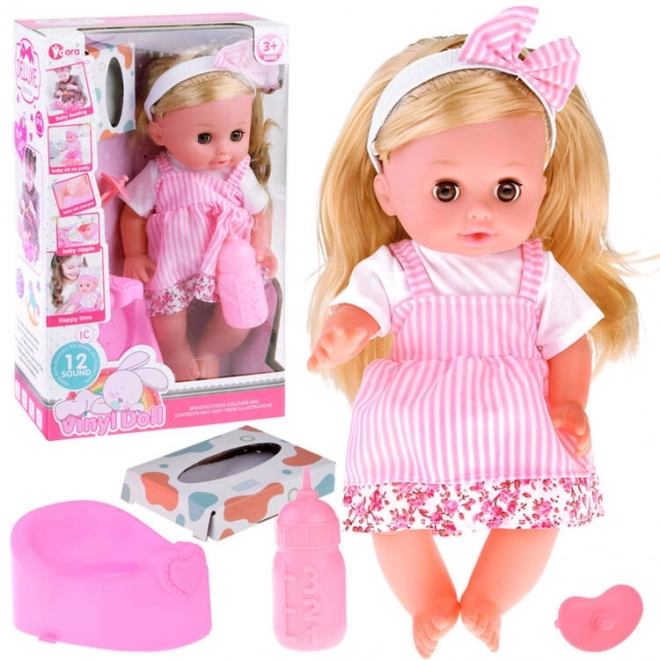Poupée bébé avec de longs cheveux, parle et pleure