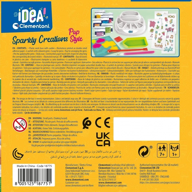 CLEMENTONI IDEA Sparkly Creations Peinture de diamant : Style pop
