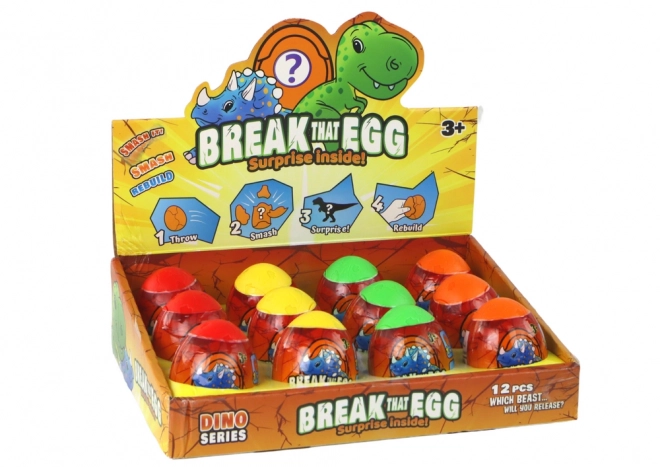 Oeuf magique de dinosaure craquant 4 couleurs 6 cm