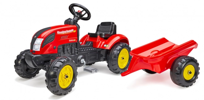 Tracteur à pédales avec remorque rouge