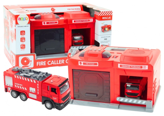 Station de sauvetage des pompiers avec voiture et talkie-walkie