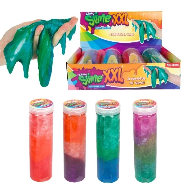 Sliz - matière scintillante 400g 20cm en tube plastique 4 couleurs 4 pièces en boîte
