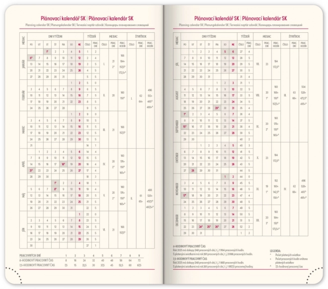 Agenda de poche Diamante 2025, rouge, 9 × 15,5 cm