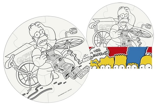 Colorie ton puzzle Les Simpson cercle 9 pièces
