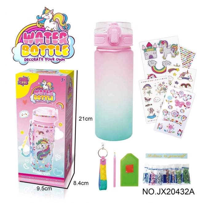 Bouteille d'eau avec licorne + accessoires