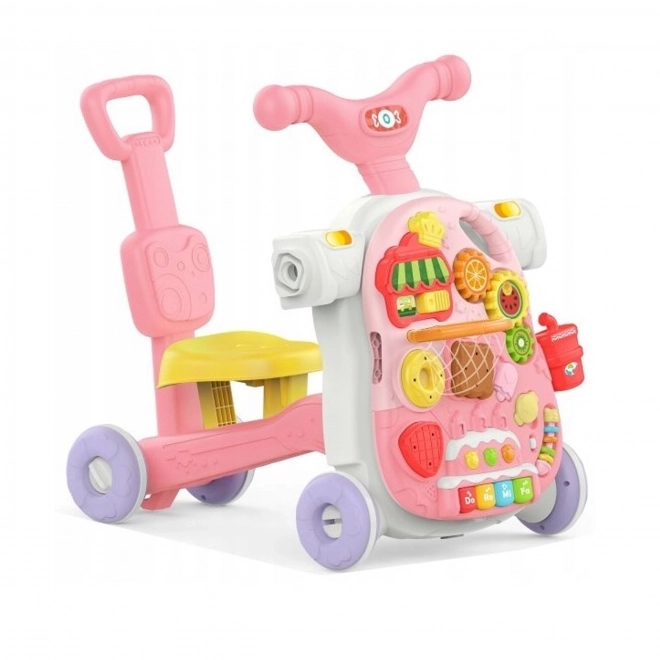 Chariot de marche multifonction 5 en 1 rose pour enfants
