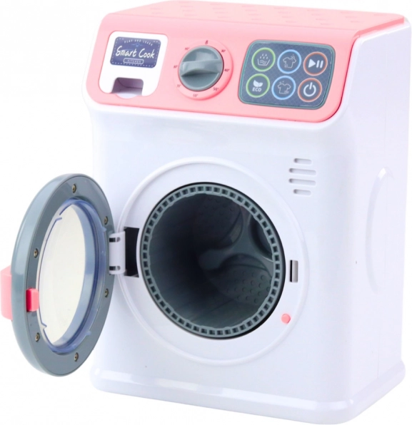 Jouet pour enfants lave-linge avec tambour rotatif blanc-rose