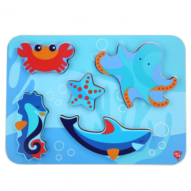 Lucy & Leo Animaux marins - puzzle en bois à encastrer 6 pièces