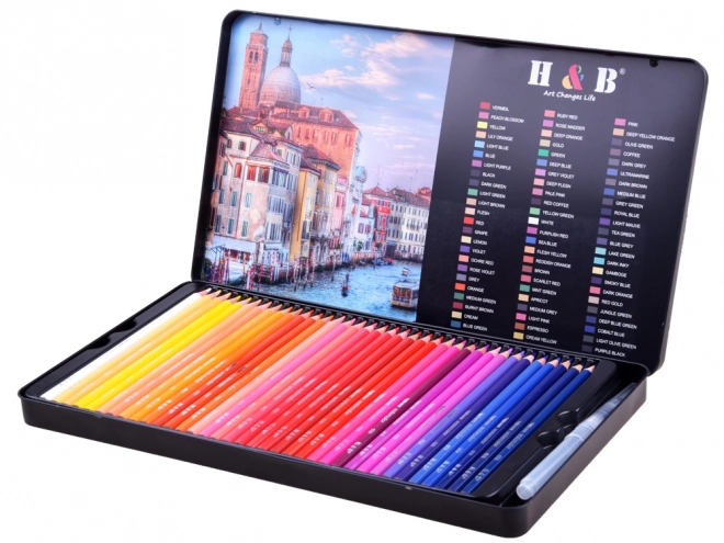 Ensemble de crayons aquarelle 72 couleurs dans un boîtier en métal