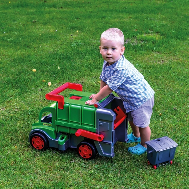 Camion poubelle fonctionnel Wader 65 cm vert avec conteneur en plastique