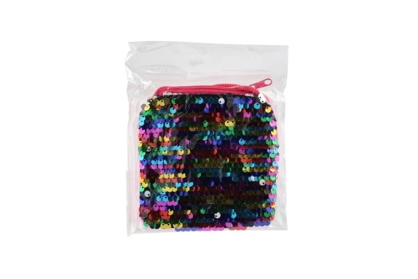 Sac à main avec sequins colorés changeant en tissu rose 11x12cm en sachet