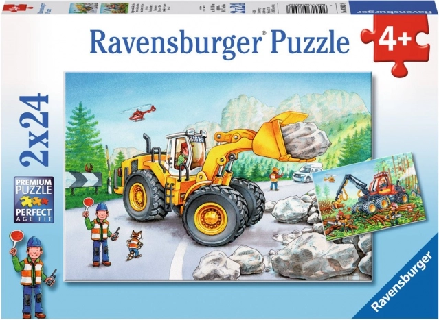 RAVENSBURGER Puzzle Engins lourds en action 2x24 pièces