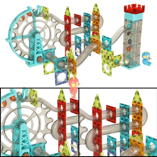 Circuit de billes en blocs magnétiques avec musique 118 pièces