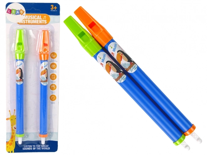 Ensemble de deux flûtes pour enfants Animaux Bleus