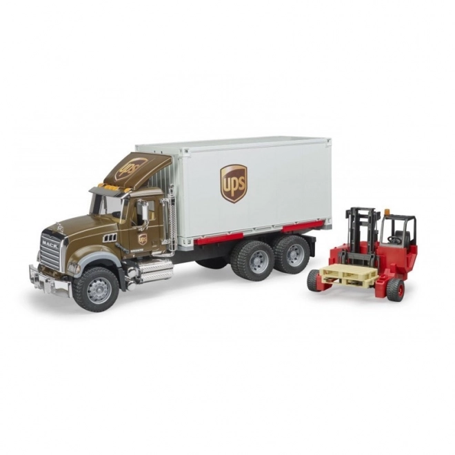 Camion Bruder Mack UPS avec chariot élévateur