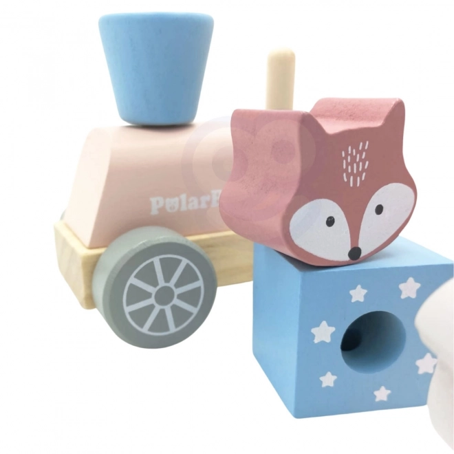 Train en bois avec des animaux
