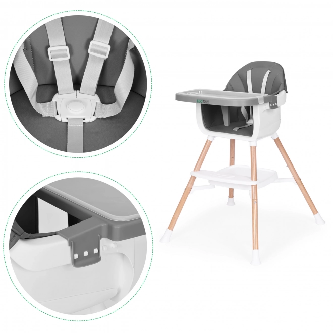 Chaise haute pour enfants 2 en 1 grise ECOTOYS