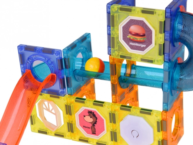 Cubes magnétiques 3D pour enfants Construction de pistes de billes lumineuses 49 éléments ZA5250